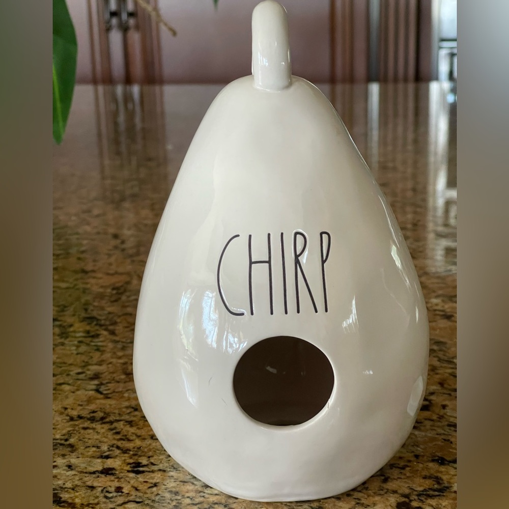 Rae Dunn ceramic CHIRP bird feeder. Great condition- unused.